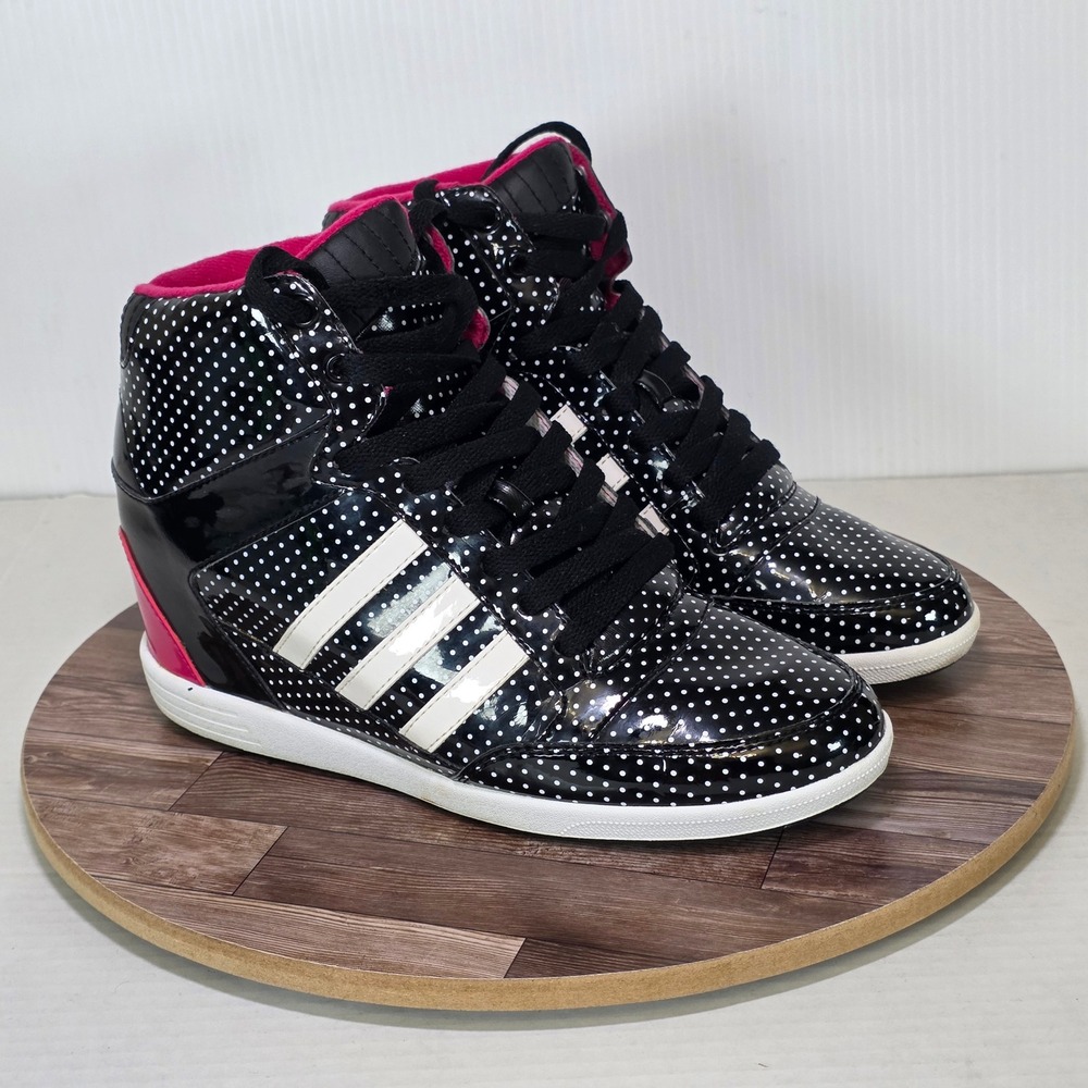 Adidas NEO Weneo 2013 Sneakers 8.5 Black‎ Polka Dot Hidden Wedge Heel High Top